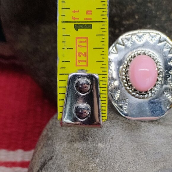 Southwest Western Cowgirl Sterling Silver Pink Conch Shell Cowboy Hat Ring Sz 8 - Picture 5 of 8